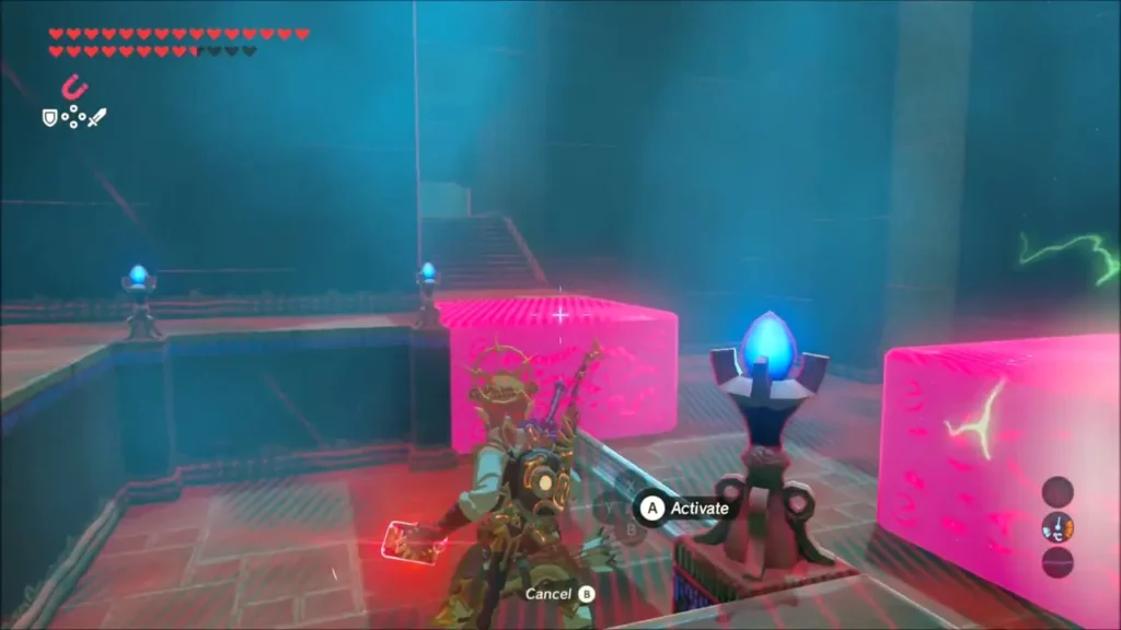 Link targeting electrified blocks with Magnesis Link targeting electrified blocks with Magnesis