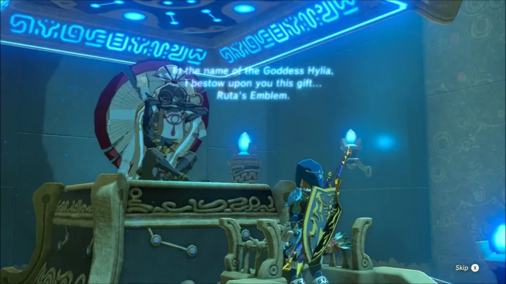 The monk bestowing Ruta's Emblem on Link The monk bestowing Ruta's Emblem on Link