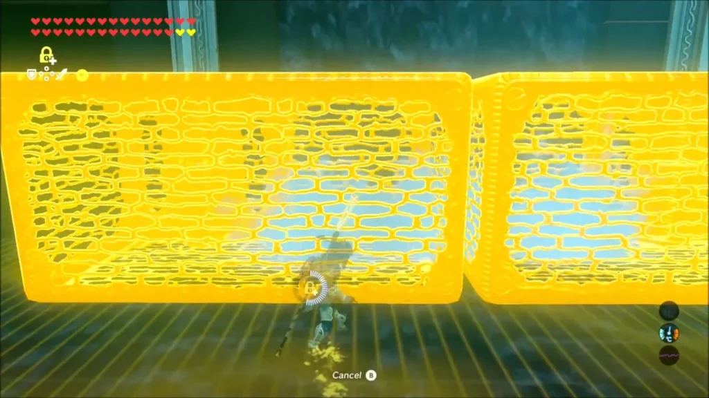 Two metal boxes frozen in time with Stasis in the shrine room Two metal boxes frozen in time with Stasis in the shrine room