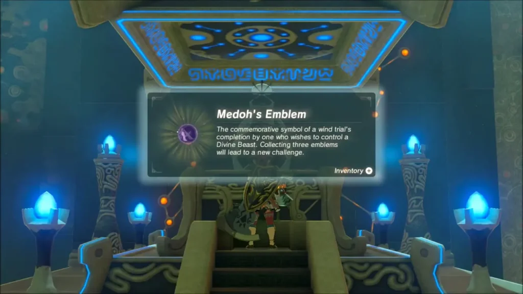 Medoh's Emblem description box Link in front of the monk Medoh's Emblem description box Link in front of the monk