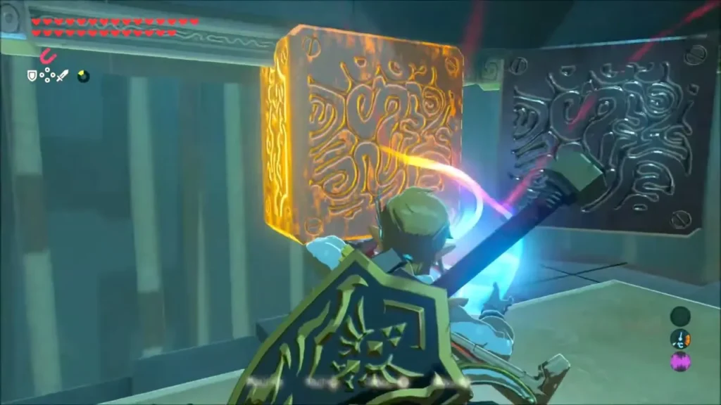 Link pulling a metal block into place with Magnesis Link pulling a metal block into place with Magnesis