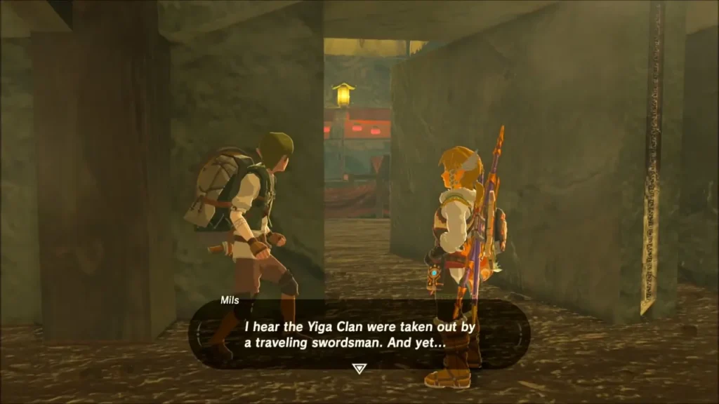 Mils talking with Link beside the hideout gate Mils talking with Link beside the hideout gate