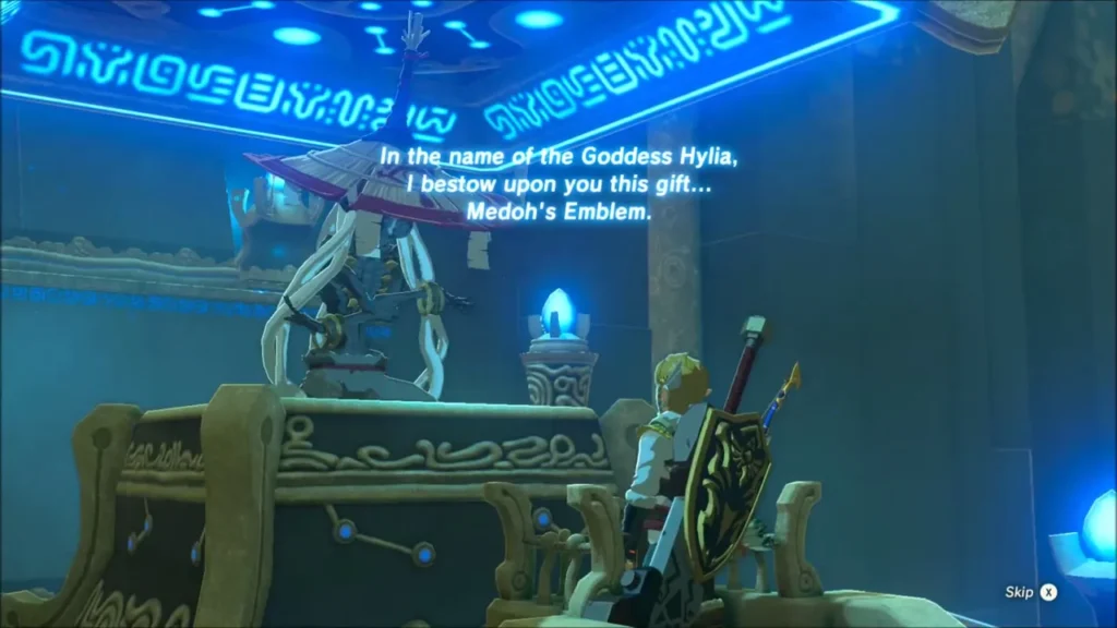 The monk offering Medoh's Emblem at the end of the trial The monk offering Medoh's Emblem at the end of the trial