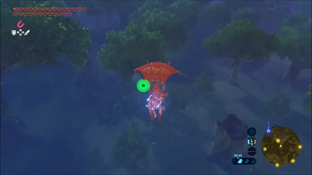 Link paragliding down into the dark Forest of Spirits Link paragliding down into the dark Forest of Spirits