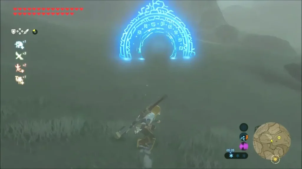 Link heading for the large final blue ring in the mist Link heading for the large final blue ring in the mist