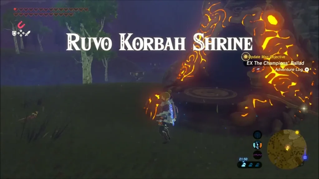 Ruvo Korbah Shrine rising from the ground with its title card Ruvo Korbah Shrine rising from the ground with its title card