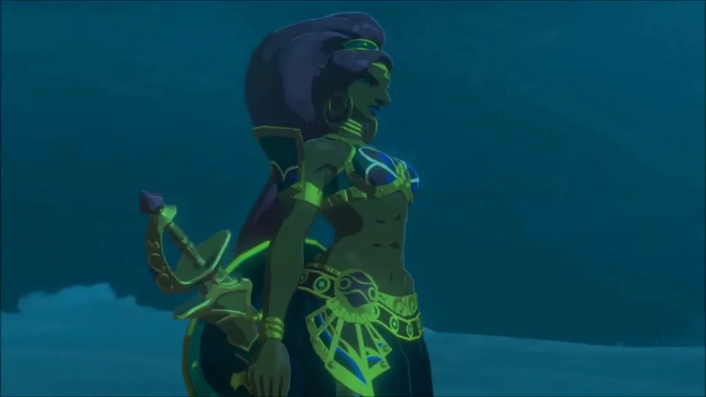 Urbosa standing in the moonlit desert in the Champion memory Urbosa standing in the moonlit desert in the Champion memory