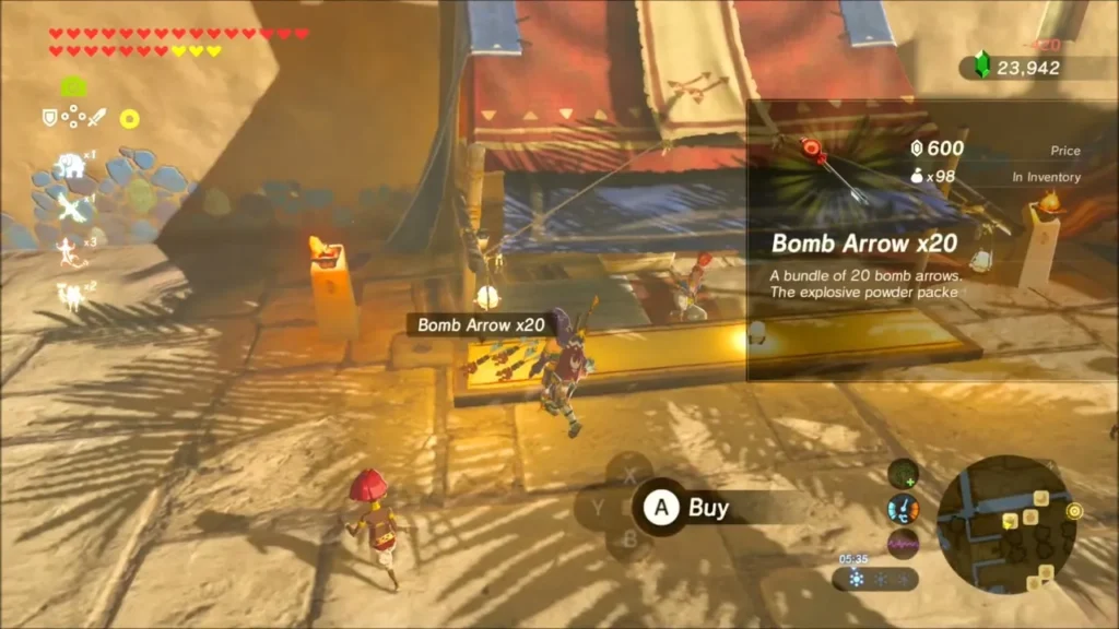 Bomb Arrow x20 bundle on sale at a Gerudo Town stall Bomb Arrow x20 bundle on sale at a Gerudo Town stall