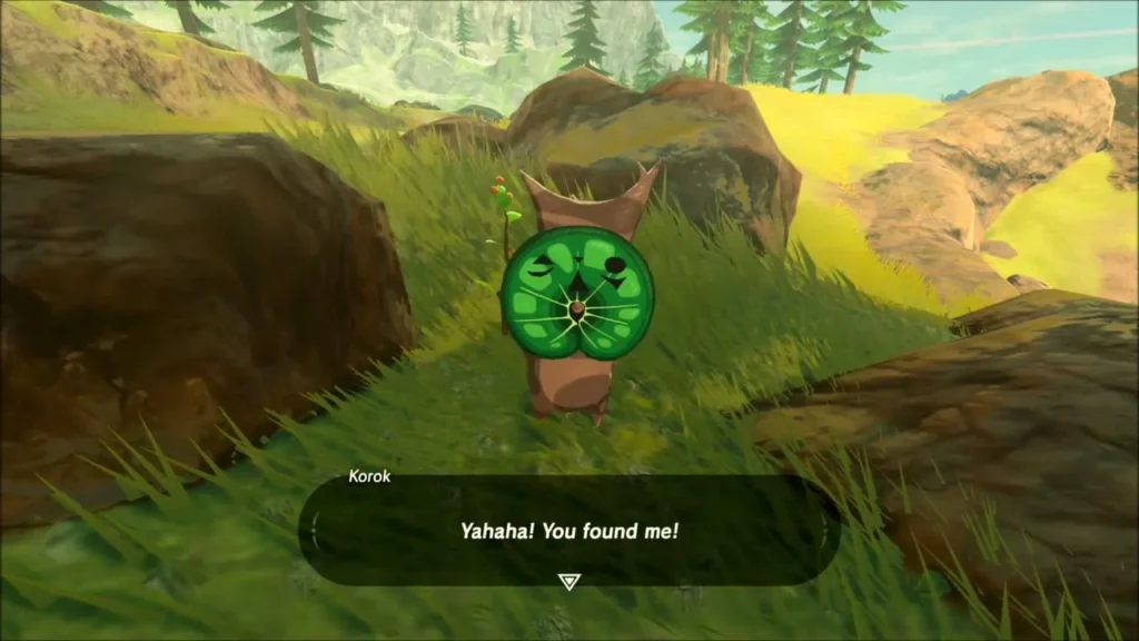 The Korok saying Yahaha! You found me! The Korok saying Yahaha! You found me!