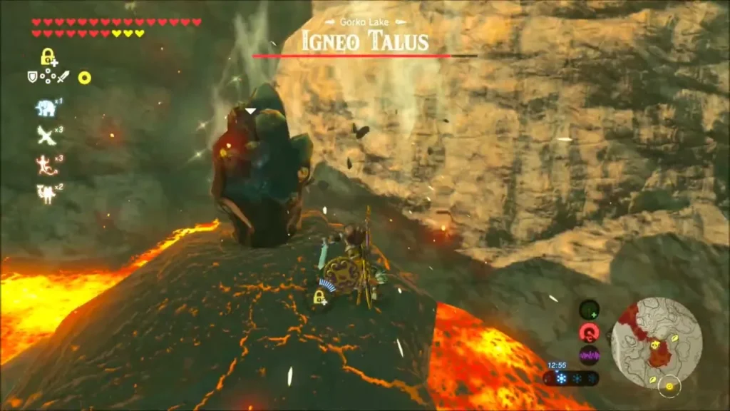 Link standing on the Igneo Talus back beside the lava Link standing on the Igneo Talus back beside the lava