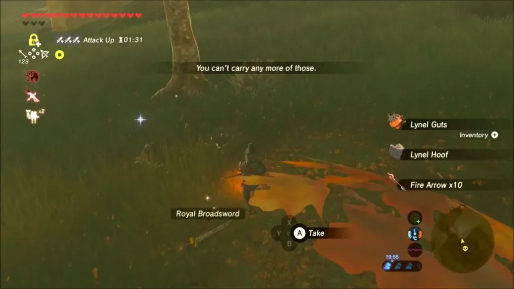 Lynel drops on the ground with a Royal Broadsword ready to take Lynel drops on the ground with a Royal Broadsword ready to take