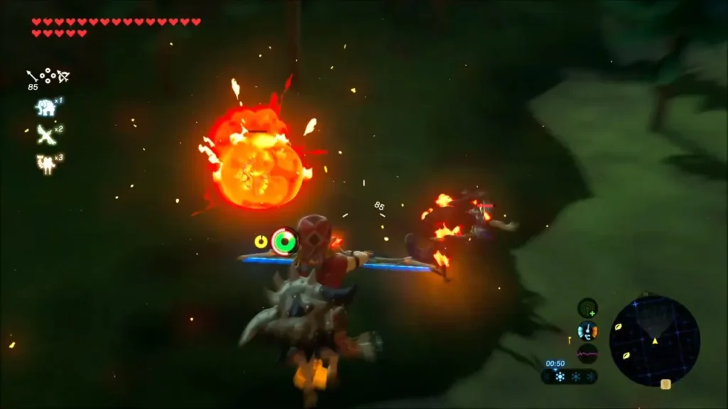 Link fighting Red Chuchus that burst into flame Link fighting Red Chuchus that burst into flame