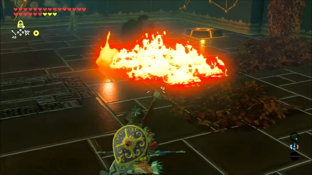 Flames burning a patch of dry leaves inside Shae Mo'sah Shrine Flames burning a patch of dry leaves inside Shae Mo'sah Shrine