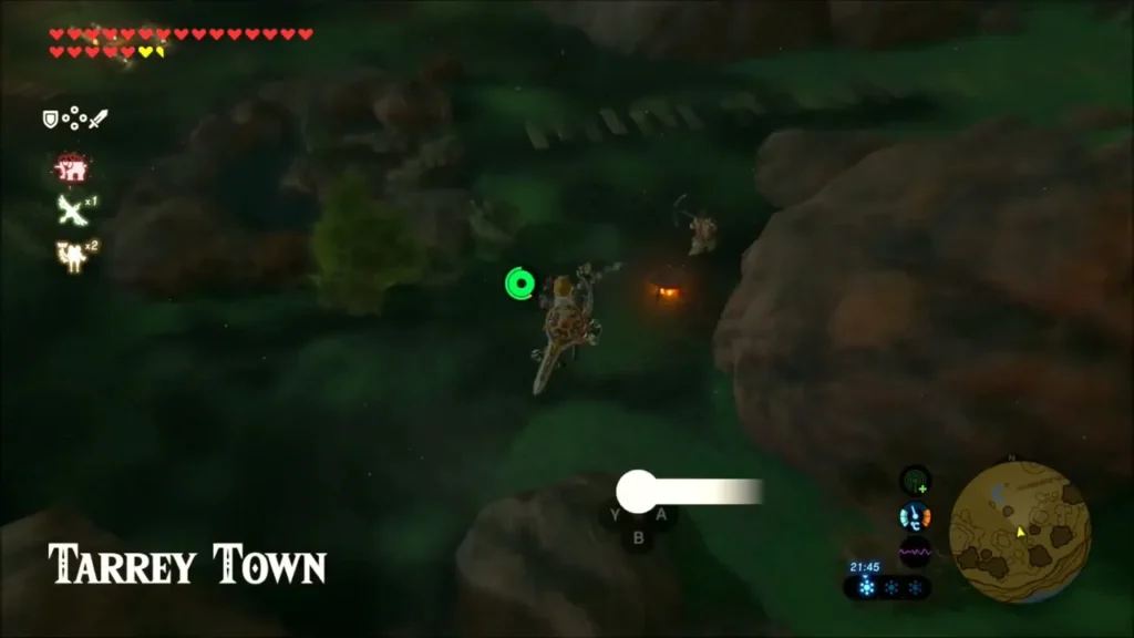 Tarrey Town title as Link glides in over the village at night Tarrey Town title as Link glides in over the village at night