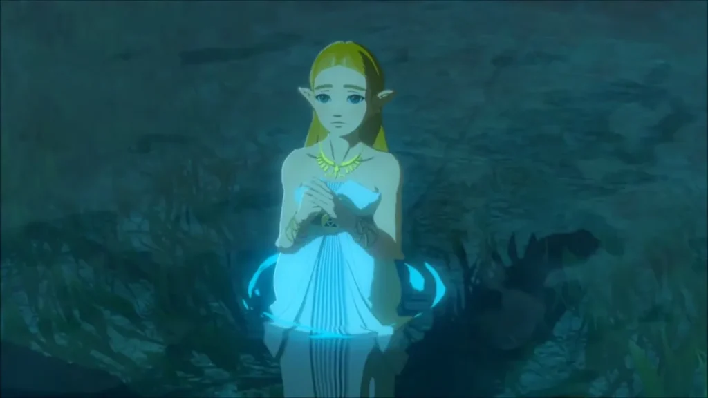 Zelda glowing in white clasping her hands in prayer Zelda glowing in white clasping her hands in prayer