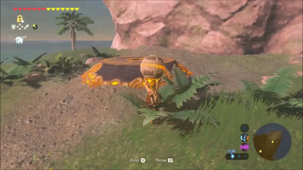 Link carrying the glowing orb toward the pedestal