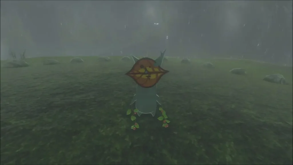 Korok appearing in the middle of the stone ring