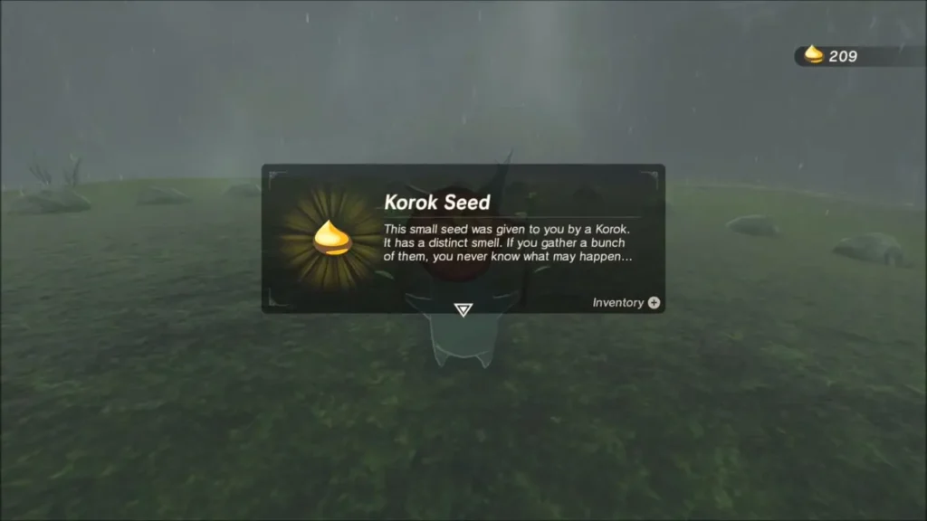 Korok Seed item box after the Korok appears