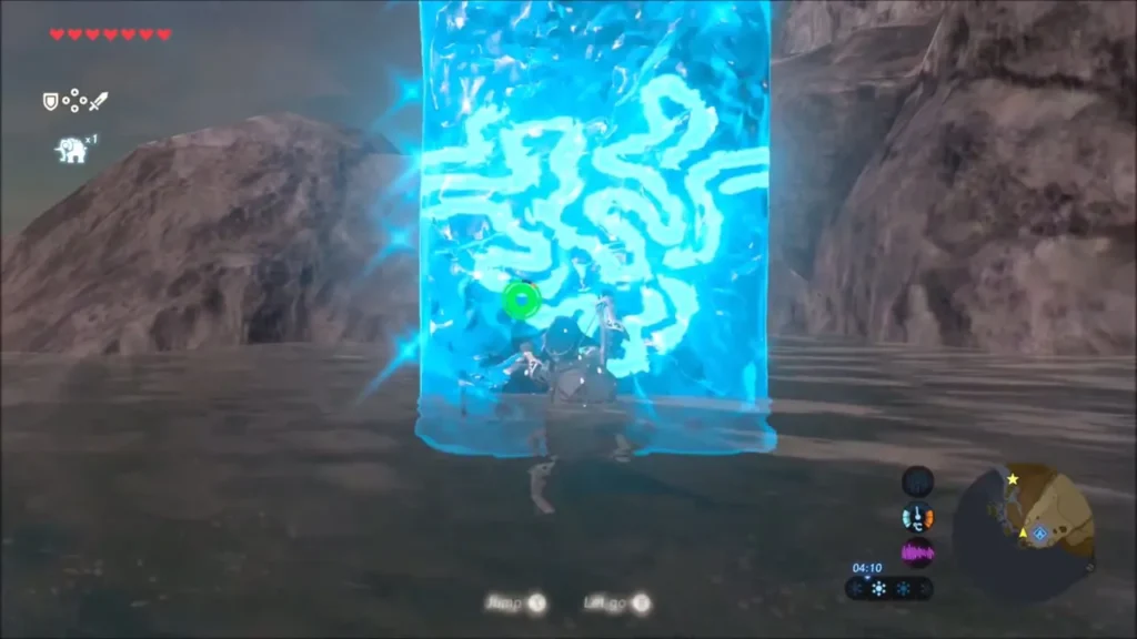 A Cryonis ice pillar rising from the sea under Link