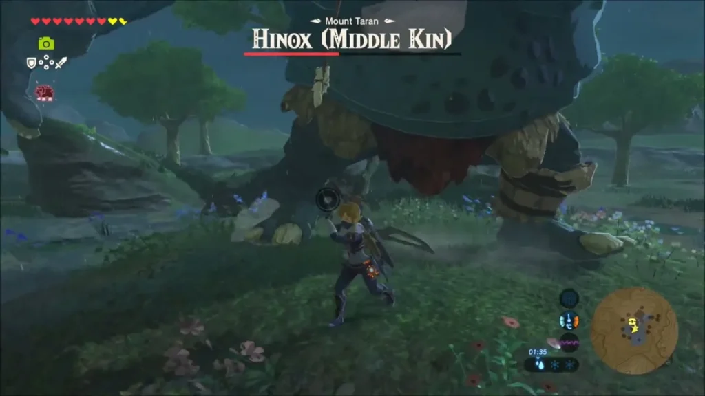 Blue Hinox Middle Kin towering over Link in Uten Marsh