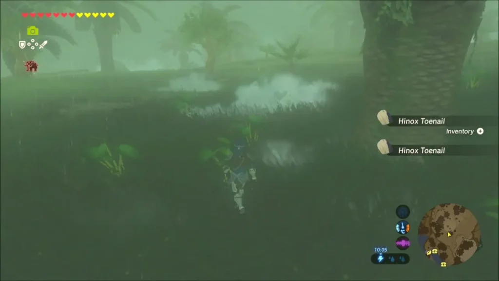 Link collecting two Hinox Toenails after the fight