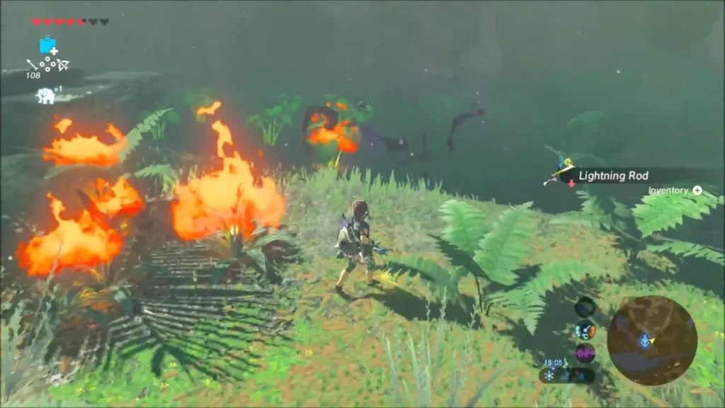 Brush burning in the jungle ruins
