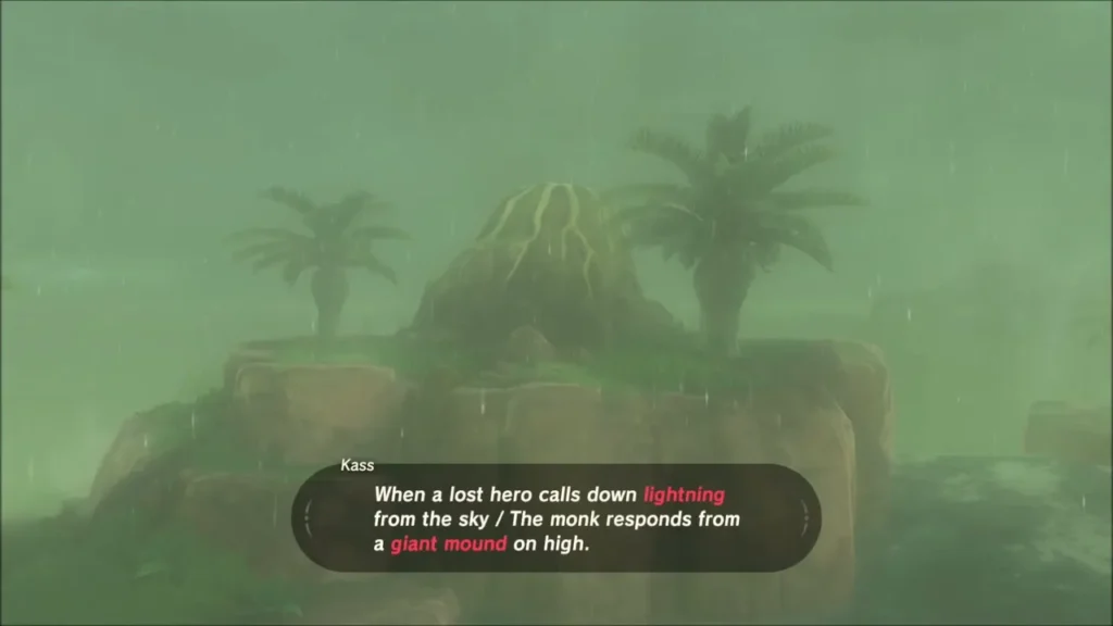 Kass's song naming a giant mound as the view shows the rock pile