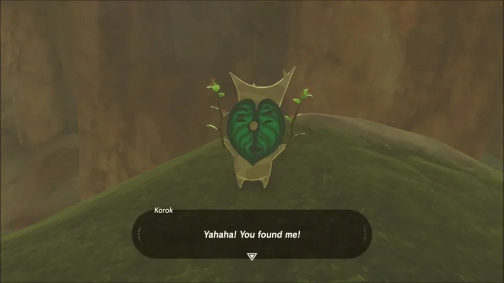 Korok on the canyon mound saying it was found