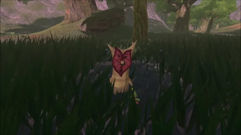 A Korok standing in thick dark marsh grass