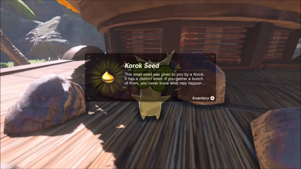 Korok seed item box with the Korok after the boulder is set