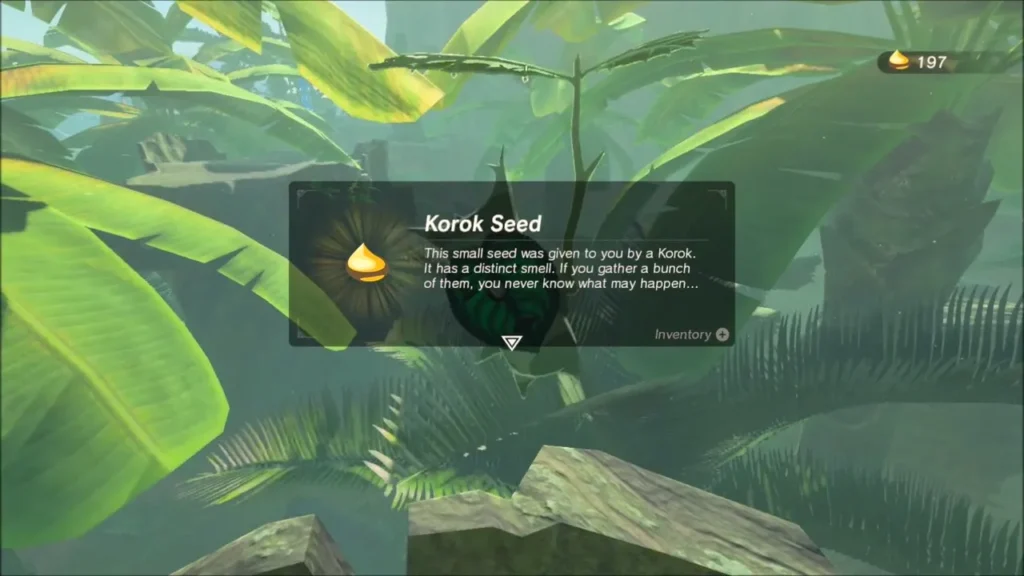 Korok Seed item box among the banana leaves