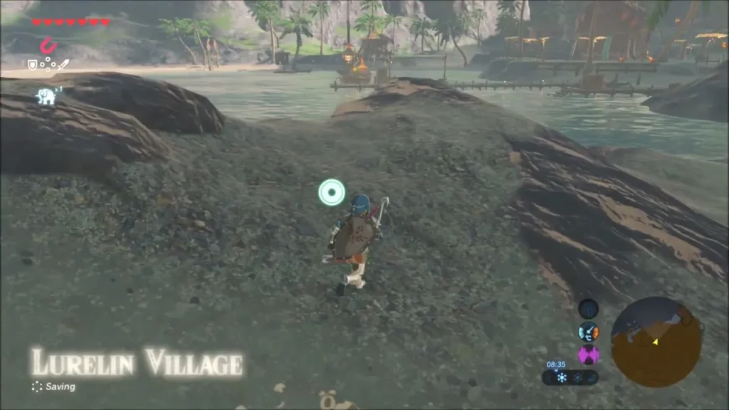 The Lurelin Village name card appearing as Link reaches the coast