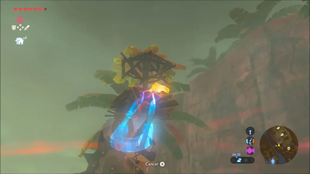 Magnesis glowing around a metal chest at the treehouse