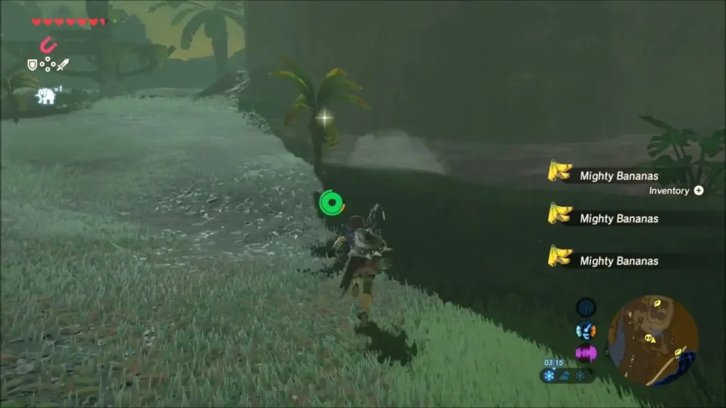 Link picking Mighty Bananas from a small tree