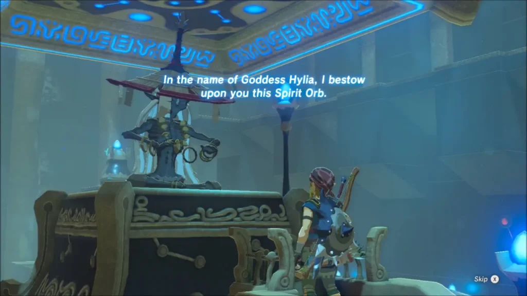 The monk offering Link the Spirit Orb at the shrine altar