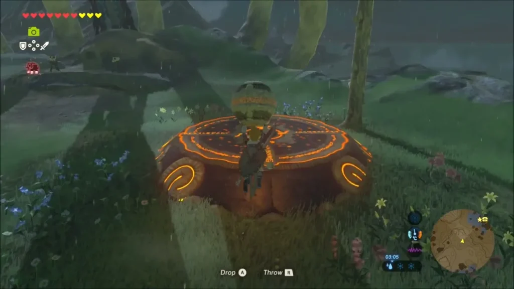 Link placing the orb on the last glowing pedestal