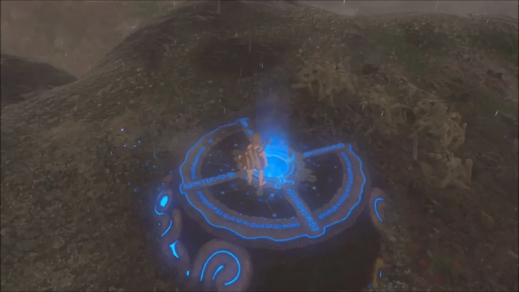 The orb set on the pedestal with blue light spreading across it