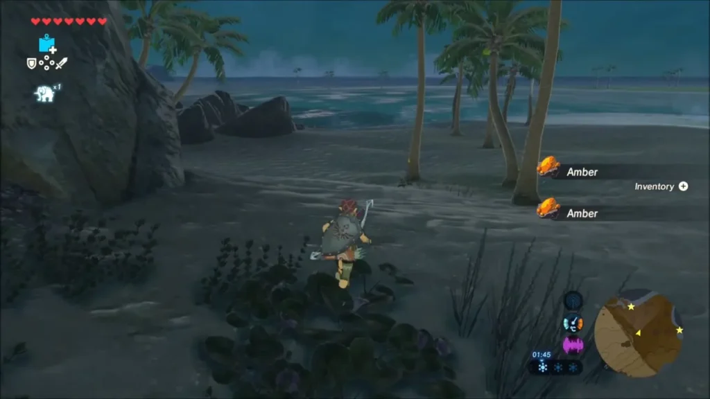 Link collecting more Amber near the palm trees
