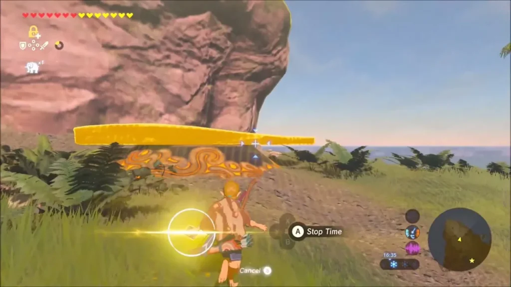 Link freezing the stone slab over the pedestal with Stasis