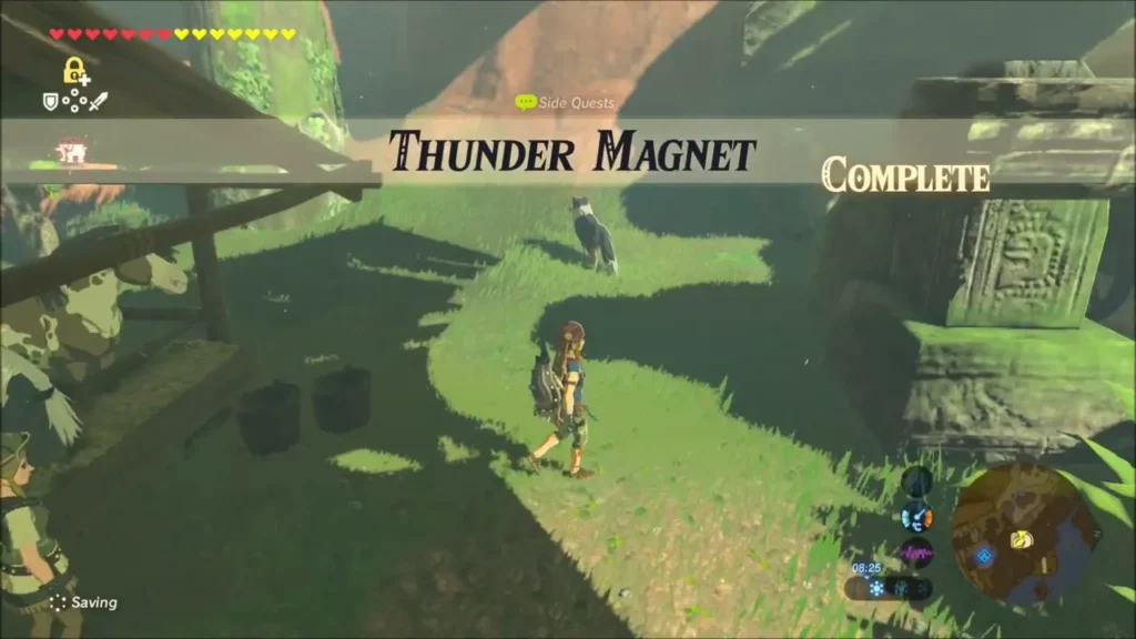 Thunder Magnet quest complete banner beside Cima's stalls
