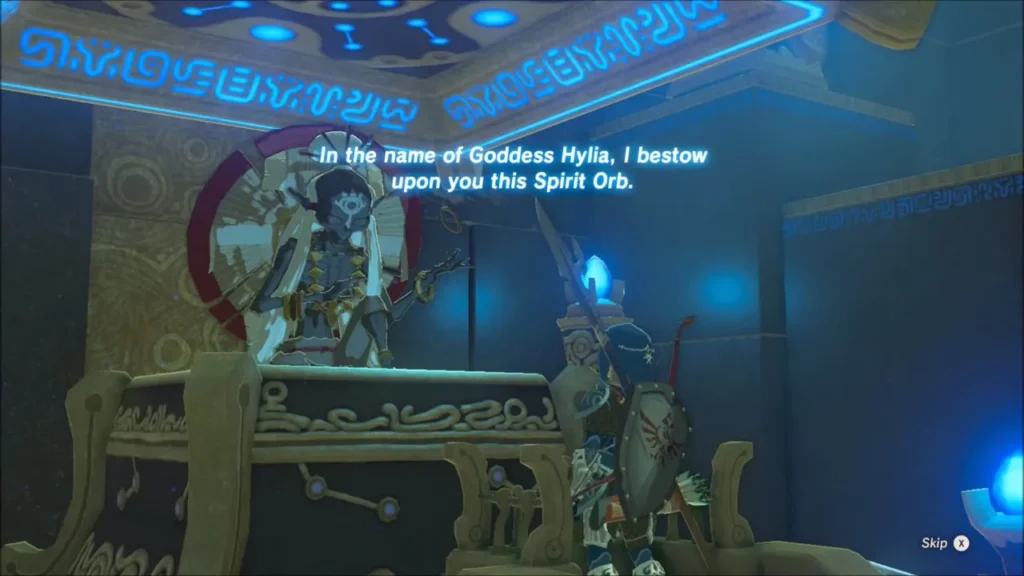 The shrine monk offering the Spirit Orb at the altar of Yah Rin Shrine