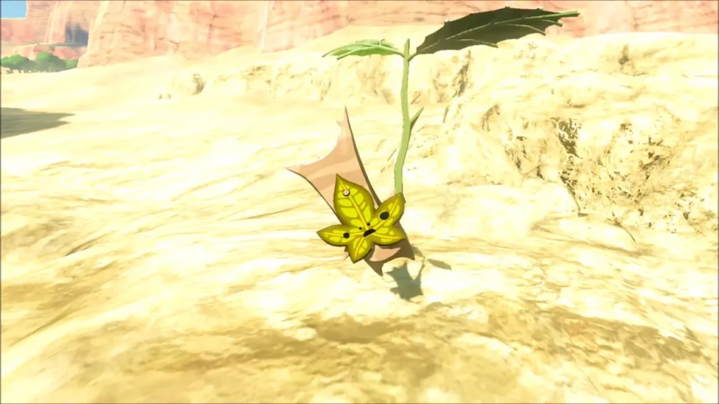A Korok standing out in the open on the sand dune A Korok standing out in the open on the sand dune