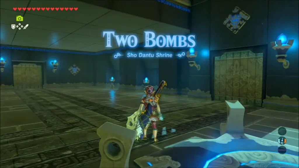 Link in the Two Bombs room of Sho Dantu Shrine Link in the Two Bombs room of Sho Dantu Shrine