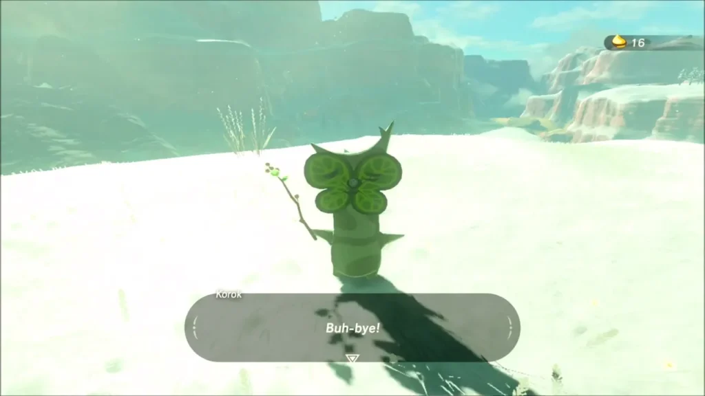 The Korok bidding farewell after handing over a Korok seed The Korok bidding farewell after handing over a Korok seed