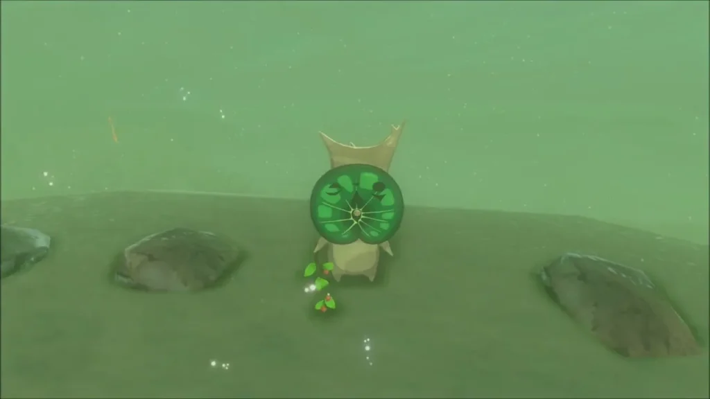 Korok between two stones in the ring on the snowy mound Korok between two stones in the ring on the snowy mound