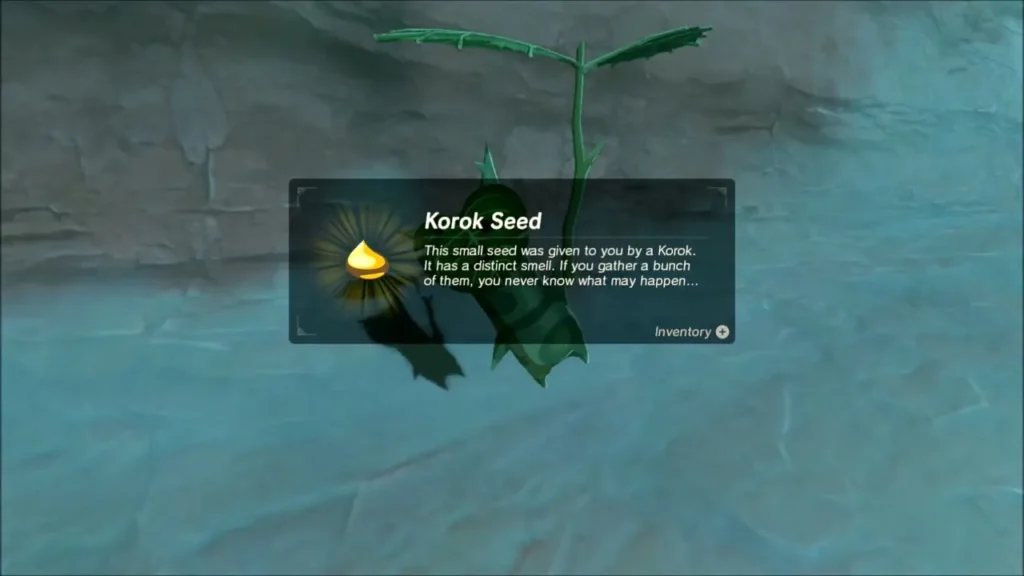 Korok Seed reward box over the Korok on the cliff Korok Seed reward box over the Korok on the cliff