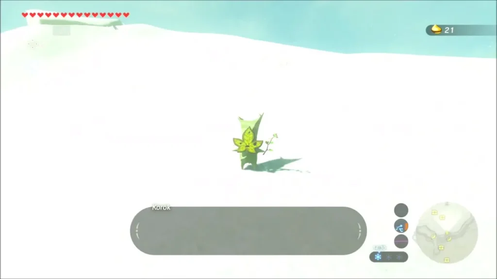Korok speaking after being found on the snowy cliff top Korok speaking after being found on the snowy cliff top