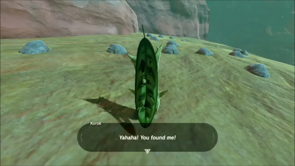 Korok in the ring of stones saying Yahaha, you found me Korok in the ring of stones saying Yahaha, you found me