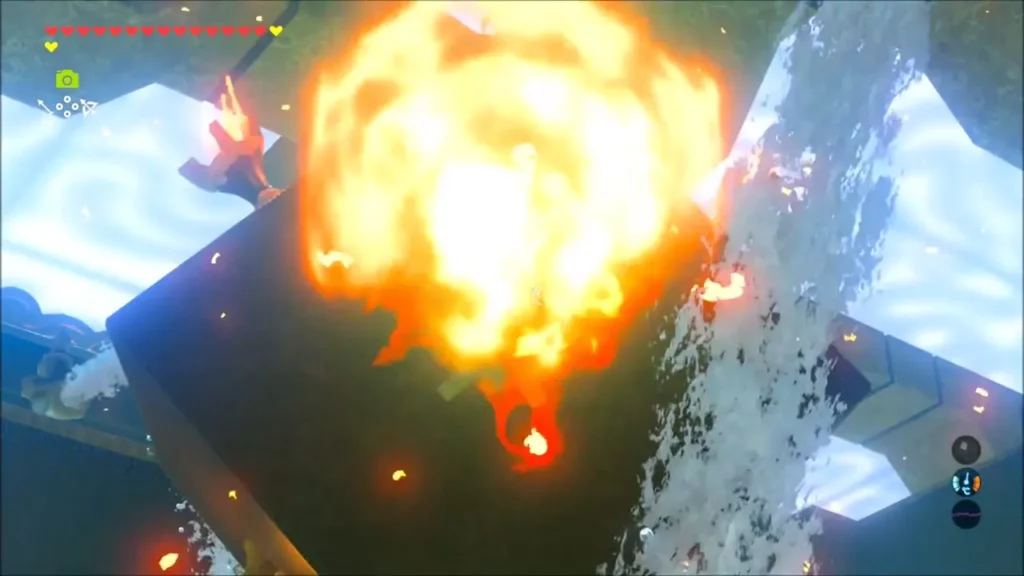 Flames bursting on the flammable pile beside a water spout Flames bursting on the flammable pile beside a water spout