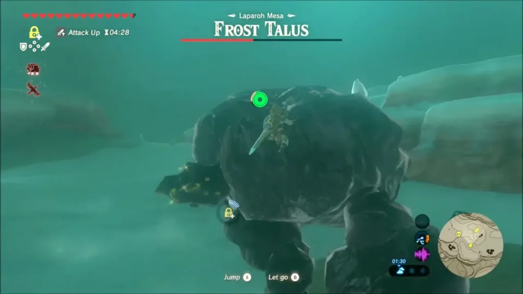 Link clinging to the back of the Frost Talus beside its ore deposit Link clinging to the back of the Frost Talus beside its ore deposit